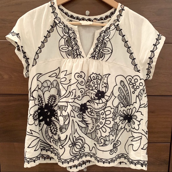 Cream and black embroidered Vanessa Virginia top - Picture 2 of 5